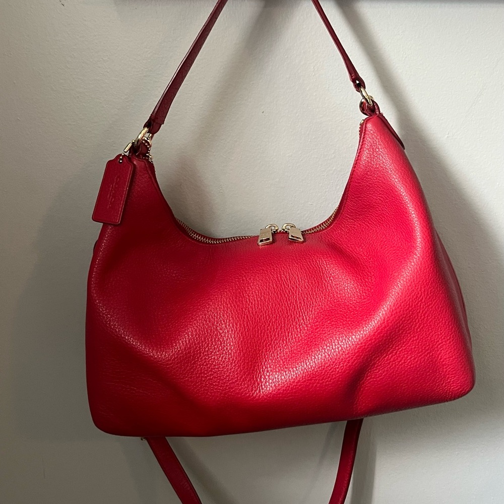 Coach Vibrant Red Crossbody Bag with Gold Accents - Picture 4 of 14